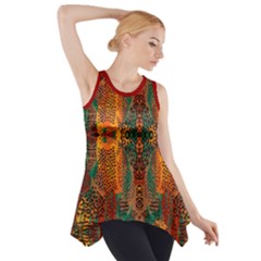 Red Abbey Abstract Animal Print Side Drop Tank Tunic by MickiRedd