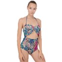 Colorful Spotted Reptilian Scallop Top Cut Out Swimsuit View1