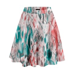 Colorful Spotted Reptilian Coral High Waist Skirt by MickiRedd