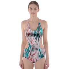 Colorful Spotted Reptilian Coral Cut-out One Piece Swimsuit by MickiRedd