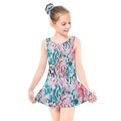 Colorful Spotted Reptilian Coral Kids  Skater Dress Swimsuit by MickiRedd