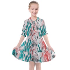 Colorful Spotted Reptilian Coral Kids  All Frills Chiffon Dress by MickiRedd