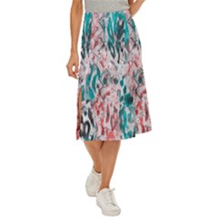 Colorful Spotted Reptilian Coral Midi Panel Skirt