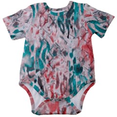 Colorful Spotted Reptilian Coral Baby Short Sleeve Onesie Bodysuit by MickiRedd