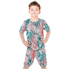 Colorful Spotted Reptilian Coral Kids  Tee And Shorts Set by MickiRedd