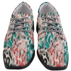 Colorful Spotted Reptilian Coral Women Heeled Oxford Shoes by MickiRedd