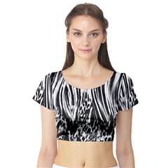 Zebra Leopard Black 7000 Short Sleeve Crop Top by MickiRedd