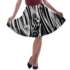 Zebra Leopard Black 7000 A-line Skater Skirt by MickiRedd