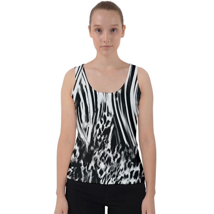 Zebra Leopard Black 7000 Velvet Tank Top