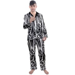 Zebra Leopard Black 7000 Men s Long Sleeve Satin Pajamas Set by MickiRedd