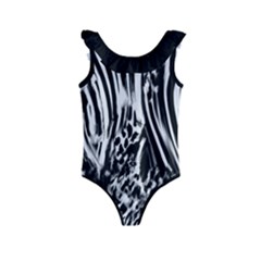 Zebra Leopard Black 7000 Kids  Frill Swimsuit by MickiRedd