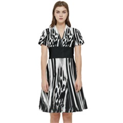 Zebra Leopard Black 7000 Short Sleeve Waist Detail Dress by MickiRedd