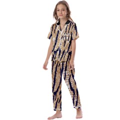 Tiger Snake Black 7000 Kids  Satin Short Sleeve Pajamas Set by MickiRedd