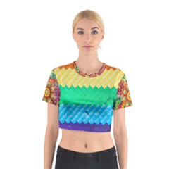 Mandalas-1084082 Textured-rainbow Cotton Crop Top by jellybeansanddinosaurs