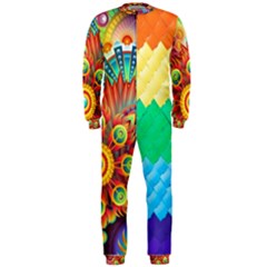 Mandalas-1084082 Textured-rainbow Onepiece Jumpsuit (men) by jellybeansanddinosaurs