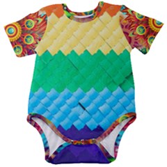 Mandalas-1084082 Textured-rainbow Baby Short Sleeve Onesie Bodysuit by jellybeansanddinosaurs