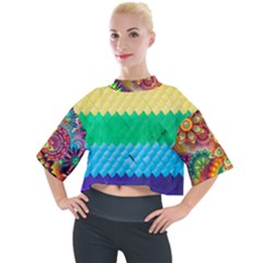 Mandalas-1084082 Textured-rainbow Mock Neck Tee by jellybeansanddinosaurs