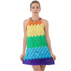 Mandalas-1084082 Textured-rainbow Halter Tie Back Chiffon Dress