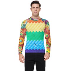 Mandalas-1084082 Textured-rainbow Men s Long Sleeve Rash Guard by jellybeansanddinosaurs