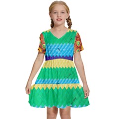 Mandalas-1084082 Textured-rainbow Kids  Short Sleeve Tiered Mini Dress by jellybeansanddinosaurs