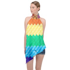 Mandalas-1084082 Textured-rainbow Halter Asymmetric Satin Top by jellybeansanddinosaurs