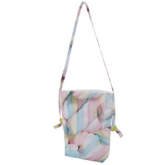 Rainbow-cake-layers Marshmallow-candy-texture Folding Shoulder Bag by jellybeansanddinosaurs