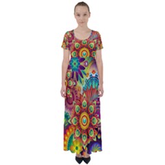 Mandalas-1084082 High Waist Short Sleeve Maxi Dress