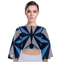 Abstract Pattern Geometric Backgrounds   Tie Back Butterfly Sleeve Chiffon Top