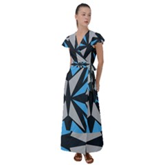 Abstract Pattern Geometric Backgrounds   Flutter Sleeve Maxi Dress