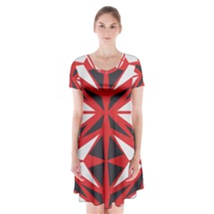 Abstract Pattern Geometric Backgrounds   Short Sleeve V-neck Flare Dress