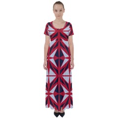 Abstract Pattern Geometric Backgrounds   High Waist Short Sleeve Maxi Dress