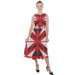 Abstract Pattern Geometric Backgrounds   Midi Tie-back Chiffon Dress