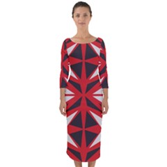 Abstract Pattern Geometric Backgrounds   Quarter Sleeve Midi Bodycon Dress