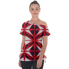 Abstract Pattern Geometric Backgrounds   Off Shoulder Tie-up Tee