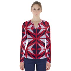 Abstract Pattern Geometric Backgrounds   V-neck Long Sleeve Top
