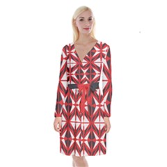 Abstract Pattern Geometric Backgrounds   Long Sleeve Velvet Front Wrap Dress