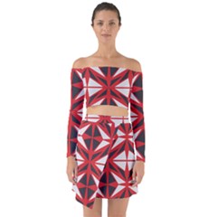 Abstract Pattern Geometric Backgrounds   Off Shoulder Top With Skirt Set