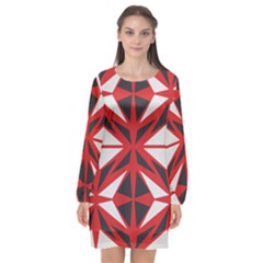 Abstract Pattern Geometric Backgrounds   Long Sleeve Chiffon Shift Dress 