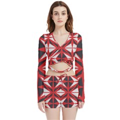 Abstract Pattern Geometric Backgrounds   Velvet Wrap Crop Top And Shorts Set by Eskimos