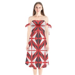 Abstract Pattern Geometric Backgrounds   Shoulder Tie Bardot Midi Dress