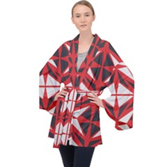 Abstract Pattern Geometric Backgrounds   Long Sleeve Velvet Kimono 