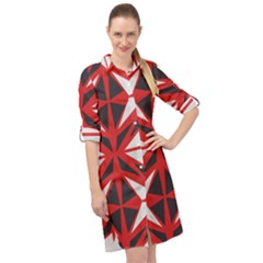 Abstract Pattern Geometric Backgrounds   Long Sleeve Mini Shirt Dress