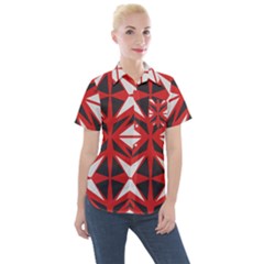 Abstract Pattern Geometric Backgrounds   Women s Short Sleeve Pocket Shirt