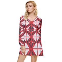 Abstract pattern geometric backgrounds   Tiered Long Sleeve Mini Dress