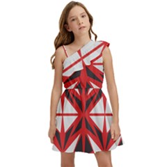 Abstract Pattern Geometric Backgrounds   Kids  One Shoulder Party Dress