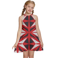 Abstract Pattern Geometric Backgrounds   Kids  Halter Collar Waist Tie Chiffon Dress