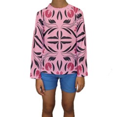 Floral folk damask pattern  Kids  Long Sleeve Swimwear