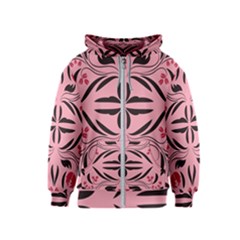 Floral folk damask pattern  Kids  Zipper Hoodie