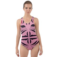 Floral folk damask pattern  Cut-Out Back One Piece Swimsuit