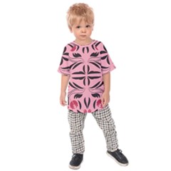 Floral Folk Damask Pattern  Kids  Raglan Tee